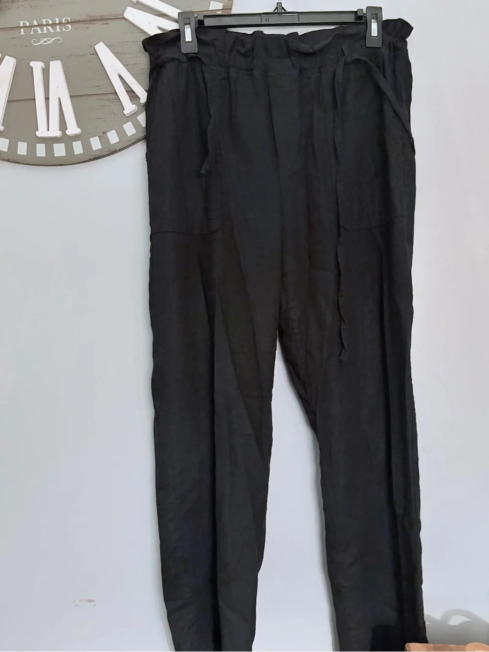Love Tree Black elastic linen Pants